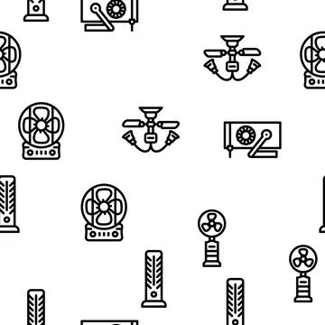 Fan Electronic Cooling Device vector seamless pattern Stock Illustration