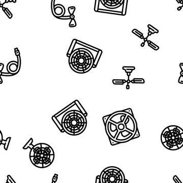 Fan Electronic Cooling Device vector seamless pattern Stock Illustration