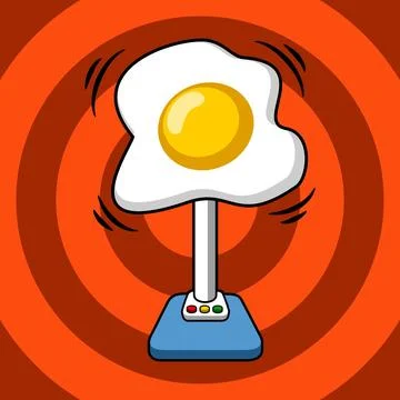 A fan in the form of fried eggs on a red background Stock Illustration