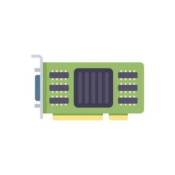 Fan gpu card icon flat vector. Pc graphic Stock Illustration