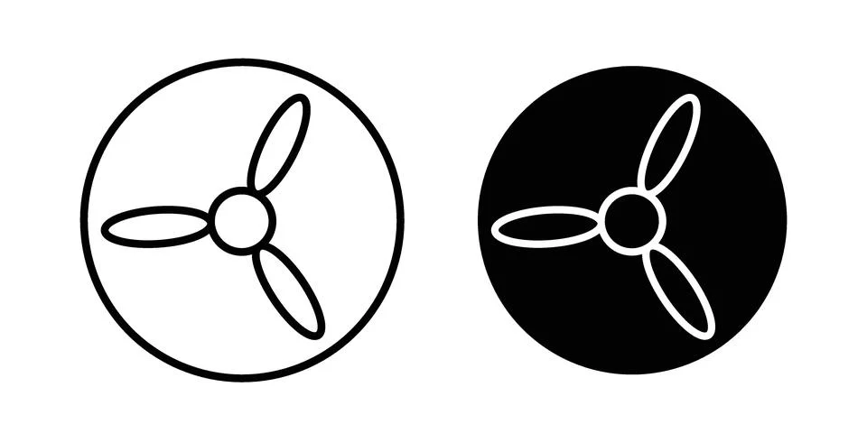 Fan icon black vector isolated on white Stock Illustration