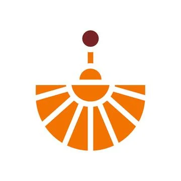 Fan icon solid orange brown colour chinese new year symbol perfect. イラスト素材