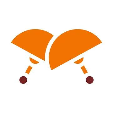 Fan icon solid orange brown colour chinese new year symbol perfect. 스톡 일러스트