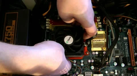 Fan installation on the processor in the computer. Time lapse Video stock 11700889