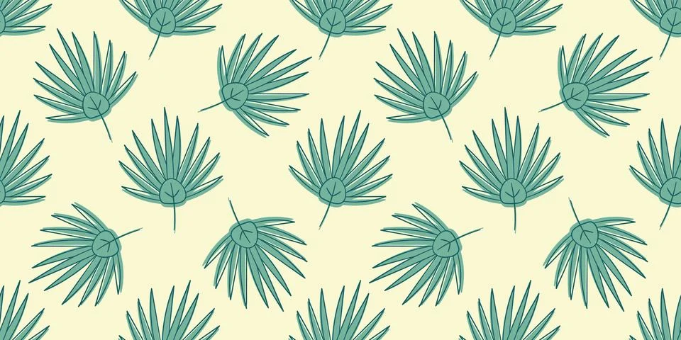 Fan Palm Leaf Pattern. Doodle style. Washingtonia. Seamless print exotic Plants Stock Illustration