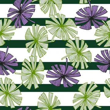 Fan palm leaves seamless pattern on. Vintage foliage of palmetto in engraving Stock-Illustration