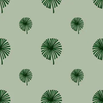 Fan palm leaves seamless pattern on. Vintage tropical foliage in engraving st Stock Illustration