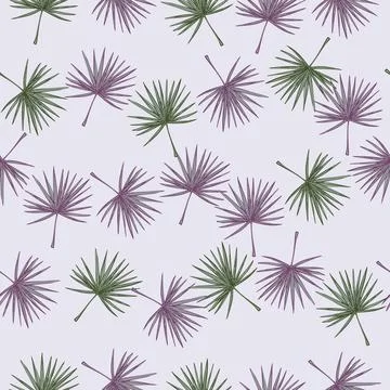 Fan palm leaves seamless pattern.Vintage tropical branch in engraving style. Stock Illustration