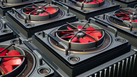 Fan Pattern With Rotating Red Blades Looped Stock Footage 194424883