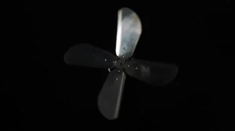 Fan propeller isolated on black background, normal shutter speed Stock Footage 52922573