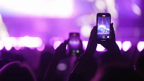 Fan record dance perform with mobile phone. People shoot music concert. Dancers Stock Footage 303487821