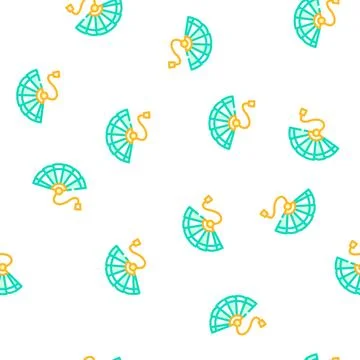 Fan retro vector seamless pattern color Stock Illustration