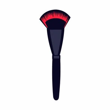 Fan Shaped Makeup Brush, Red and Black Cosmetic Brush Stock Illustration