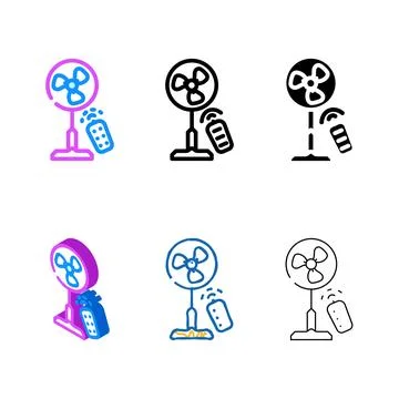 Fan with styleset remote control color icon vector Stock Illustration