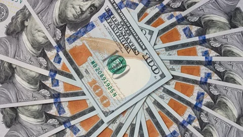 Fan of US 100 dollar banknotes for design purpose Stock Footage 212350810
