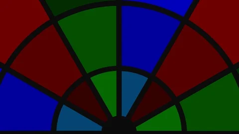 Fan of various colors in the shape of a circular spiral that rotates clockwise. Stock-Footage 121470458