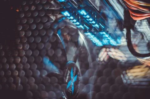 Fan, wires, RAM memory and other computer parts Stock Photos