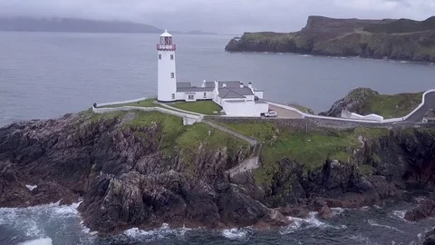 Fanad Head Lighthouse, County Donegal, Ireland, Drone Aerial Stock Footage 92356375