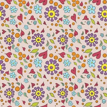 Fanciful Florals Repeat Pattern 스톡 일러스트