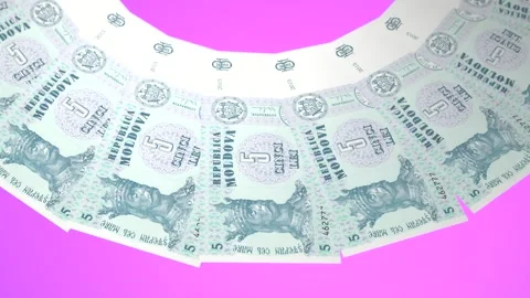Fanciful Looping Design 5 Leu Curency of Moldova Stock Footage 306827612