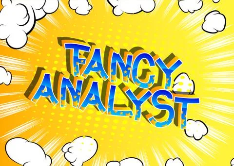 Fancy Analyst Comic book style cartoon words on abstract background. Illustrazione stock