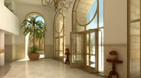 Fancy apartment building lobby Видео 538735