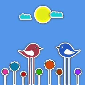 Fancy birds collage Stock Illustration