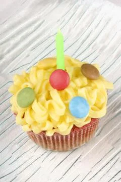 Fancy birthday cupcake Stock Photos