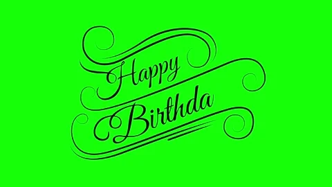 Fancy birthday greeting calligraphy animation on green screen background Stock Footage 314434441