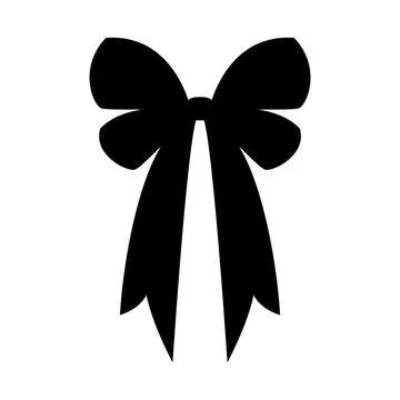 Fancy black bow silhouette with long ribbon ends vector element for decor Stock Illustration