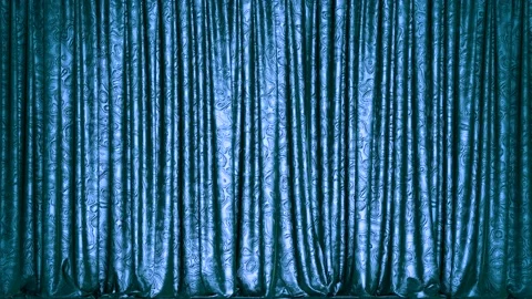 Fancy blue metallic shining textured stage curtain 3D animation with alpha Видео 173398831