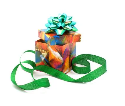 Fancy box and ribbon. Stock Photos