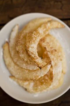Fancy Brazilian Tapioca chips. Flatbread made from cassava. Food background. Stock Photos