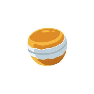 Fancy cake or donut shaped planet with cream flat vector illustration isolated. Stock Illustration