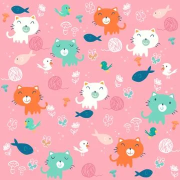 Fancy Cat  pattern Illustrazione stock