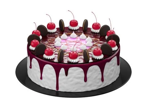 Fancy cherry cake. Stock Illustration