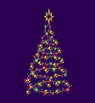 Fancy christmas tree made of festive colorful garland Stock Illustration