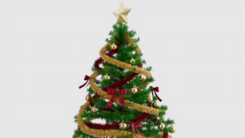 Fancy Christmas Tree Top to Center Rotation and Zoom Out with Alpha Channel Stock Footage 254949522