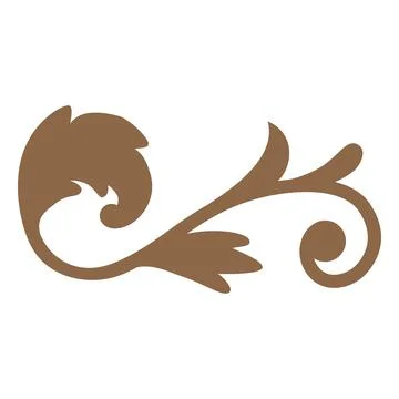 Fancy decorative curl element, floral art, vector brown vintage ornate flower Stockillustratie