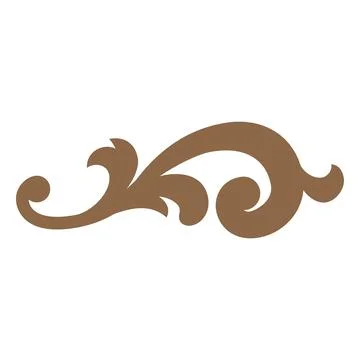 Fancy decorative curl element, vector brown vintage ornate flower ornament Stockillustratie