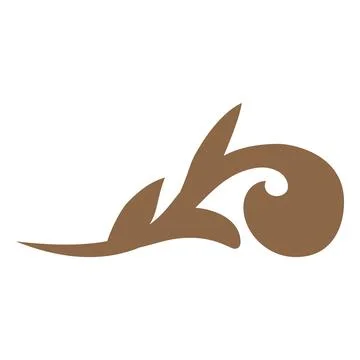 Fancy decorative curl leaf element, floral art, vector brown vintage ornate Stockillustratie