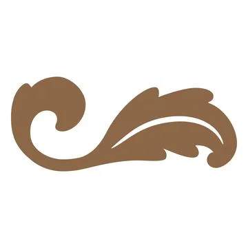 Fancy decorative curl leaves element, vector brown vintage ornate flower Stockillustratie