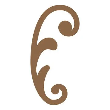 Fancy decorative curl leaves rounded element, vector floral line art, vintage Illustrazione stock