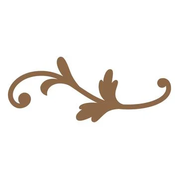 Fancy decorative element, vector brown vintage ornate flower ornament, floral イラスト素材