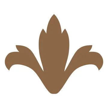 Fancy decorative vector element, flower with curl petals ornament, brown vintage Stockillustratie