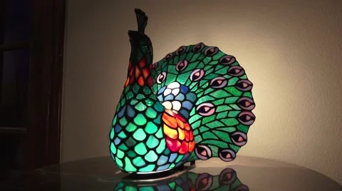 Fancy Desk Lamp, Peacock Stock Footage 42677724