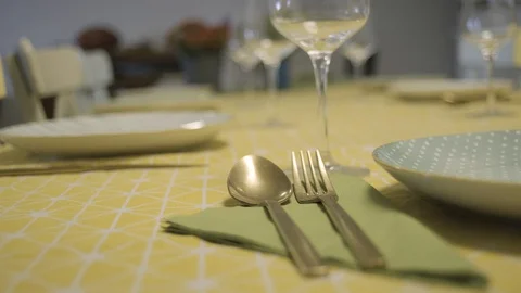 Fancy dinner table  Stock Footage 128296591