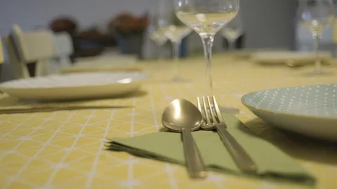 Fancy Dinner Table Stock Footage 128296646