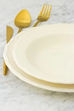 Fancy dinner table setting Stock Photos