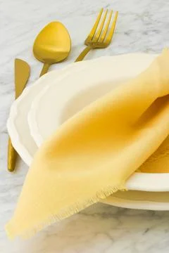 Fancy dinner table setting Stock Photos